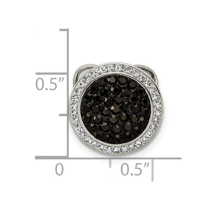 Sterlingsilber Schwarz und Weiß Kristall Kreis Kette Anhänger