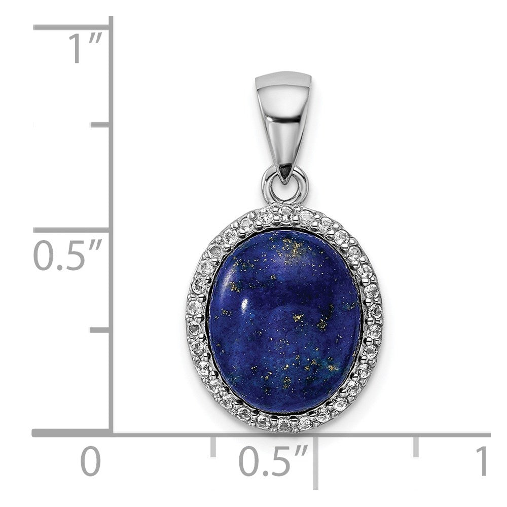 Sterlingsilber Rhodiniert Poliert mit Lapis & Weiß Topas Anhänger