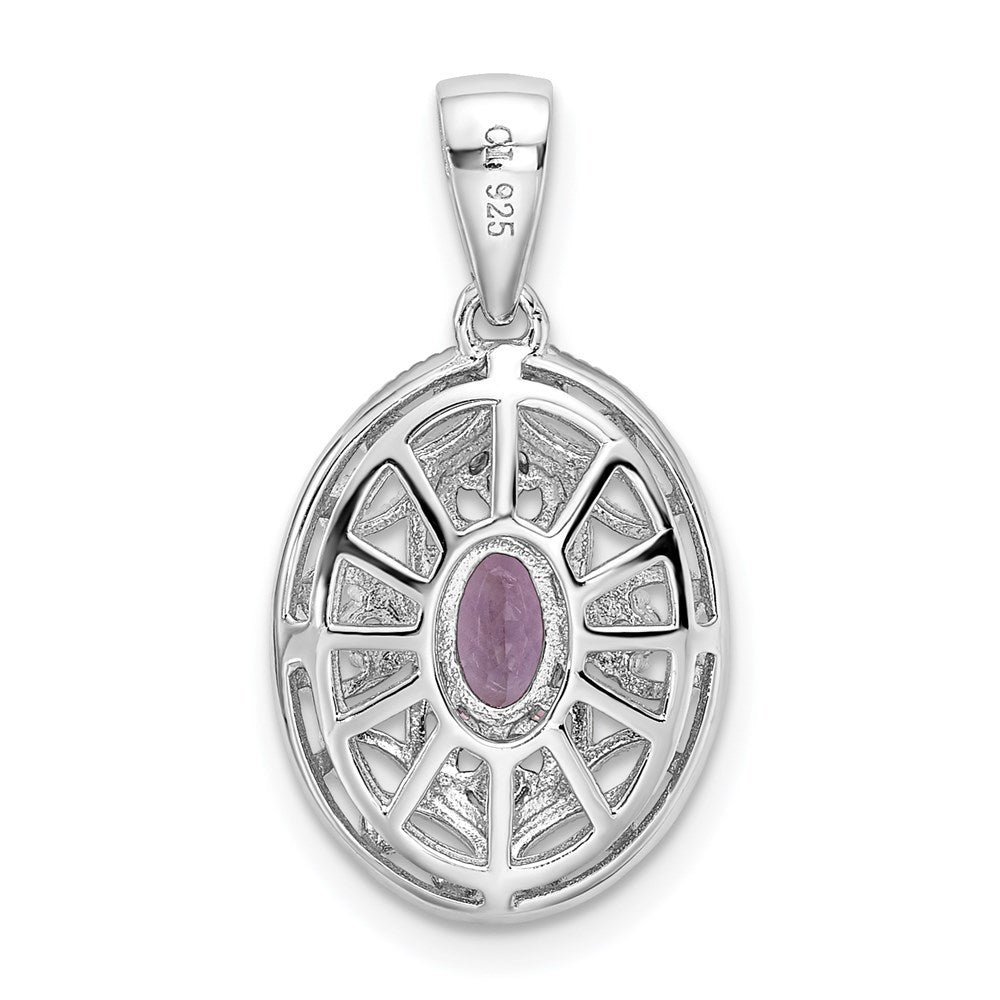 Rhodinierter Anhänger aus Sterlingsilber mit ovalem Amethyst und Weißtopas