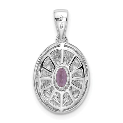 Rhodinierter Anhänger aus Sterlingsilber mit ovalem Amethyst und Weißtopas