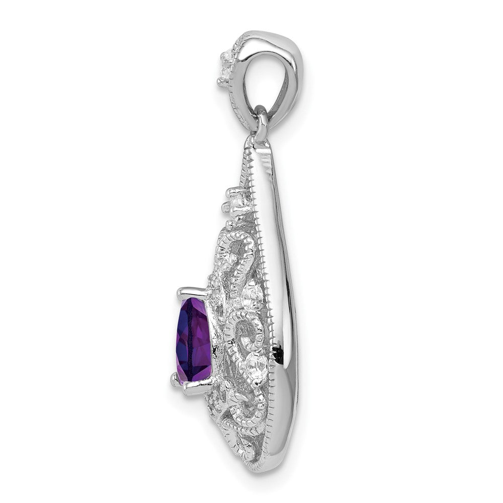 Rhodinierter Sterlingsilber-Anhänger mit Amethyst und weißem Topas in Tropfenform