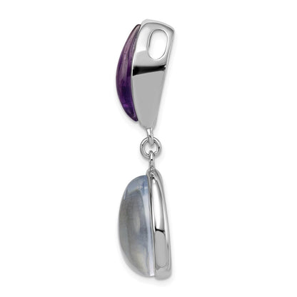 Rhodinierter Sterlingsilber-Anhänger mit Amethyst und Perlmutt in Tropfenform