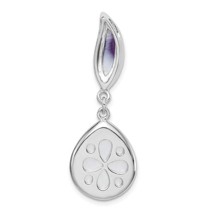 Rhodinierter Sterlingsilber-Anhänger mit Amethyst und Perlmutt in Tropfenform