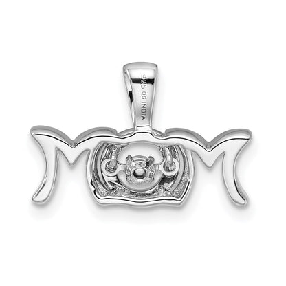 Anhänger „Mom“ aus rhodiniertem Sterlingsilber mit Diamanten
