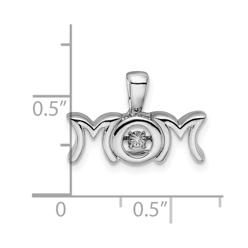 Anhänger „Mom“ aus rhodiniertem Sterlingsilber mit Diamanten