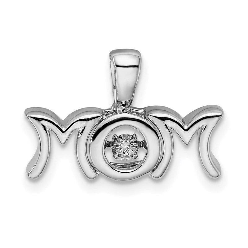 Anhänger „Mom“ aus rhodiniertem Sterlingsilber mit Diamanten