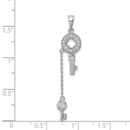 Sterlingsilber Rhodiniert mit Zirkonia Key Anhänger