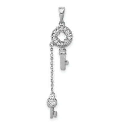 Sterlingsilber Rhodiniert mit Zirkonia Key Anhänger