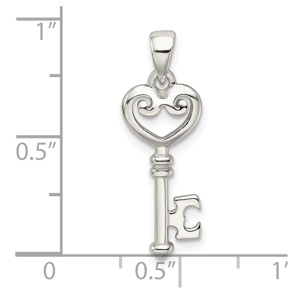 Sterlingsilber Poliert Klein Herz Key Anhänger