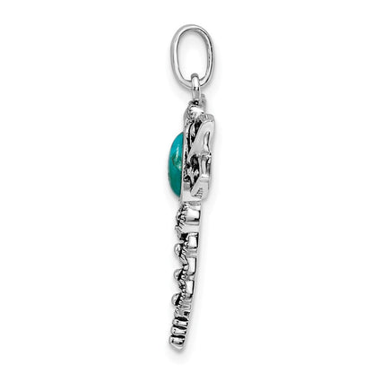 Sterlingsilber Rhodium/oxidized Recon. Turq/marcasite Libelle Anhänger
