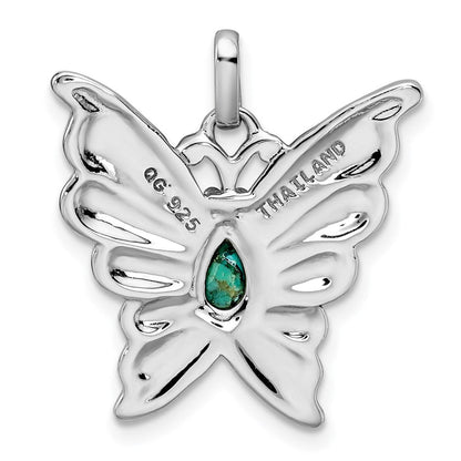 Sterlingsilber Rhodium/oxidized Reconstituted Türkis Schmetterling Anhänger