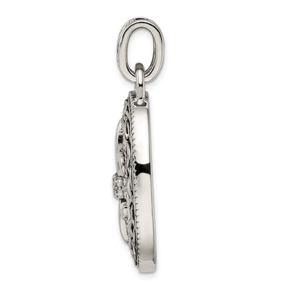 Sterlingsilber Zirkonia Antikisiert Filigran Fleur De Lis Anhänger