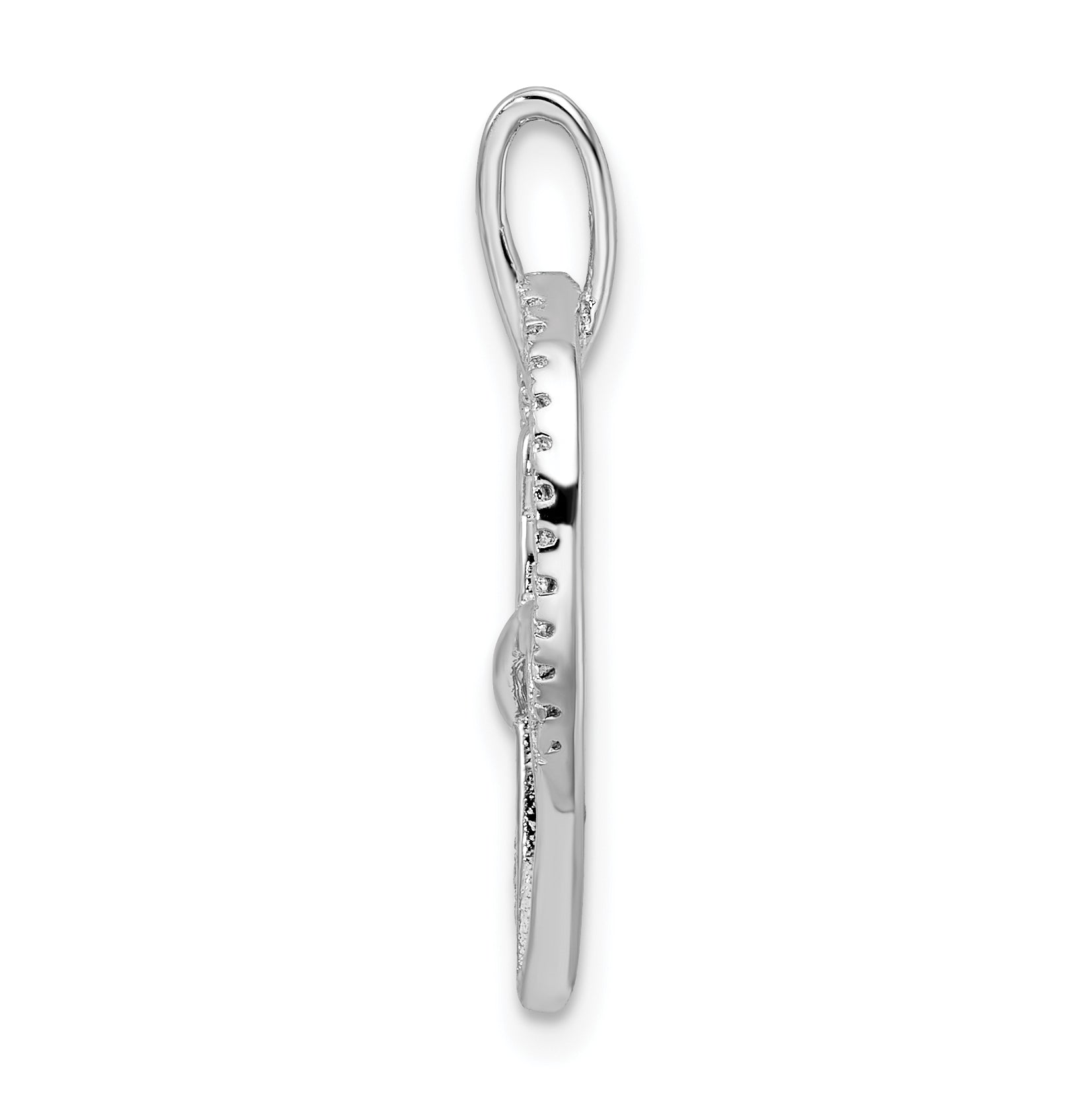Sterlingsilber Rhodiniert Zirkonia Herz mit Katze Silhouette Anhänger