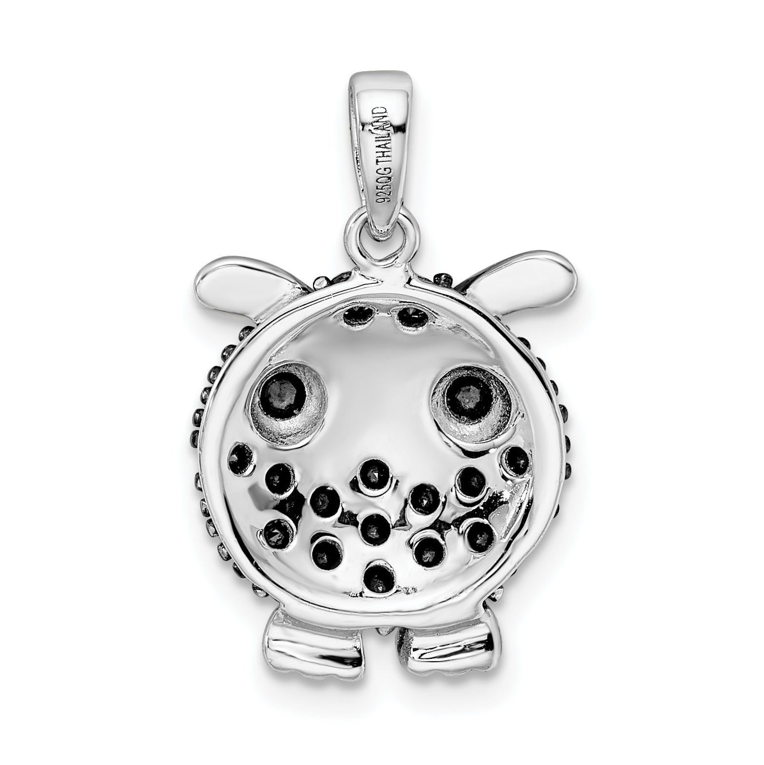 Sterlingsilber Rhodiniert Poliert Schwarz Rhodium Zirkonia Eule Anhänger