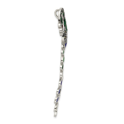 Sterlingsilber Antikisiert Grün/red/blue Epoxid Markasit Peacock Anhänger