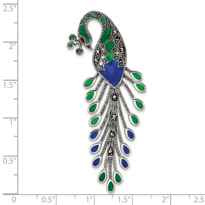 Sterlingsilber Antikisiert Grün/red/blue Epoxid Markasit Peacock Anhänger