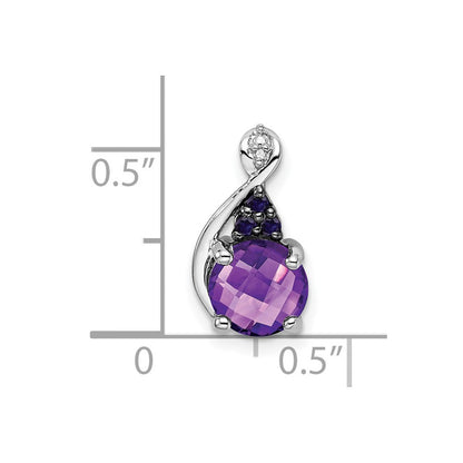 Anhänger aus rhodiniertem Sterlingsilber mit Diamant, Amethyst und Iolith