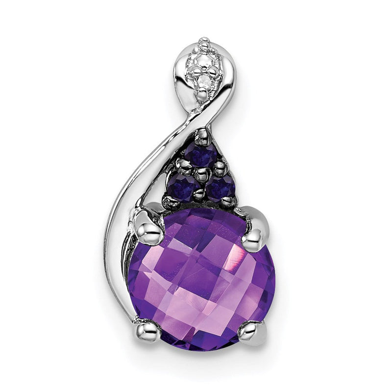 Anhänger aus rhodiniertem Sterlingsilber mit Diamant, Amethyst und Iolith