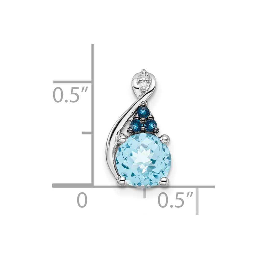 Rhodinierter Sterlingsilber-Anhänger mit Diamant, Swiss-Blue- und London-Blue-Topas