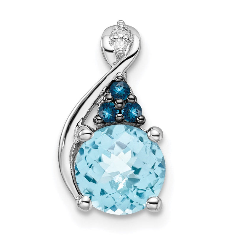 Rhodinierter Sterlingsilber-Anhänger mit Diamant, Swiss-Blue- und London-Blue-Topas