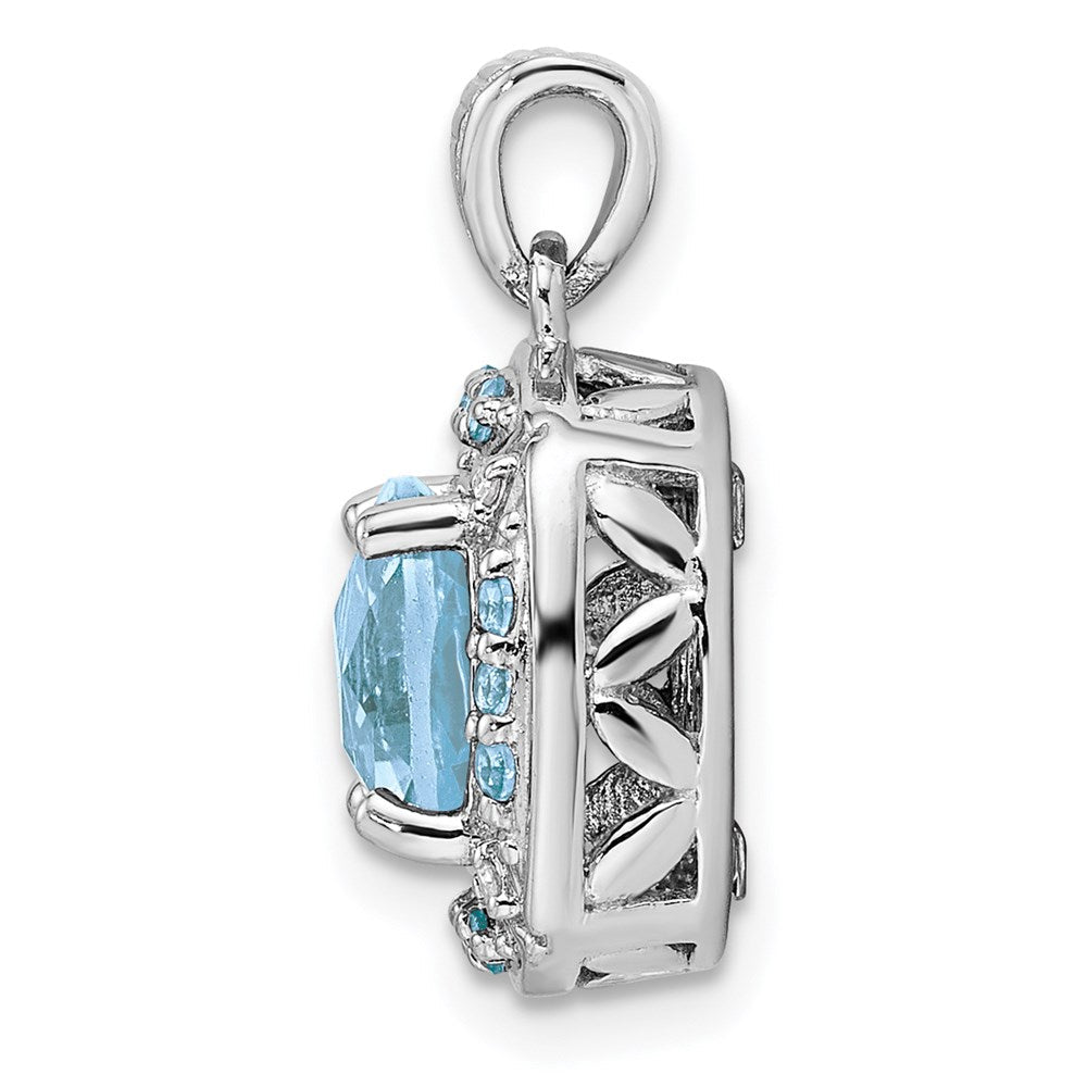 Anhänger aus rhodiniertem Sterlingsilber mit Diamant und hellem Swiss-Blue-Topas