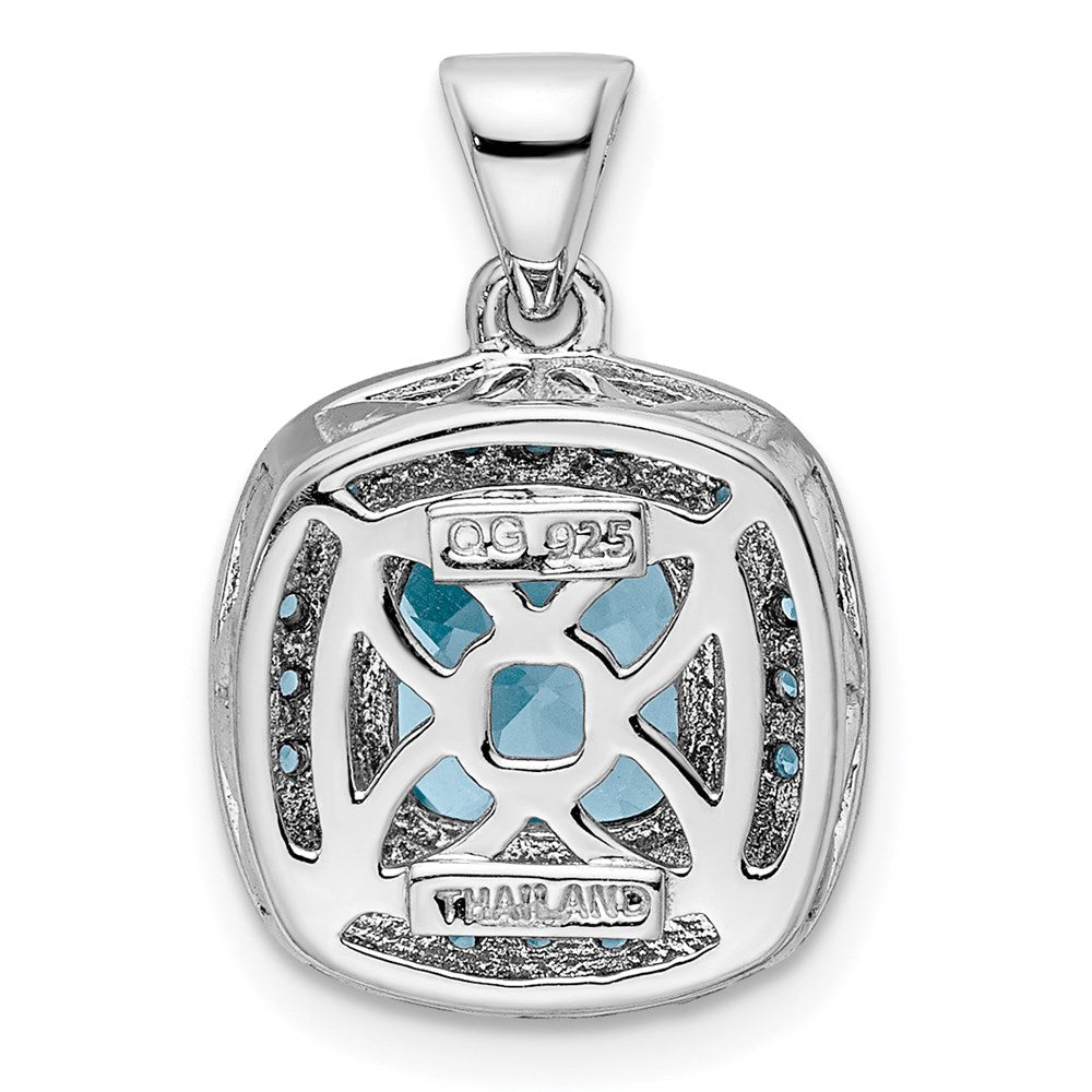 Anhänger aus rhodiniertem Sterlingsilber mit Diamant und hellem Swiss-Blue-Topas