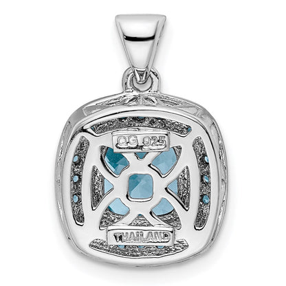 Anhänger aus rhodiniertem Sterlingsilber mit Diamant und hellem Swiss-Blue-Topas