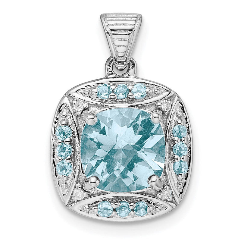 Anhänger aus rhodiniertem Sterlingsilber mit Diamant und hellem Swiss-Blue-Topas