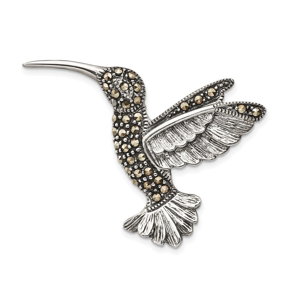 Sterlingsilber Antikisiert Hummingbird Markasit Brosche