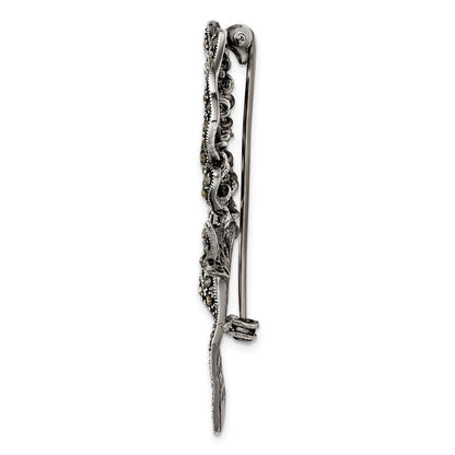 Sterlingsilber Antikisiert Markasit Blume Brosche