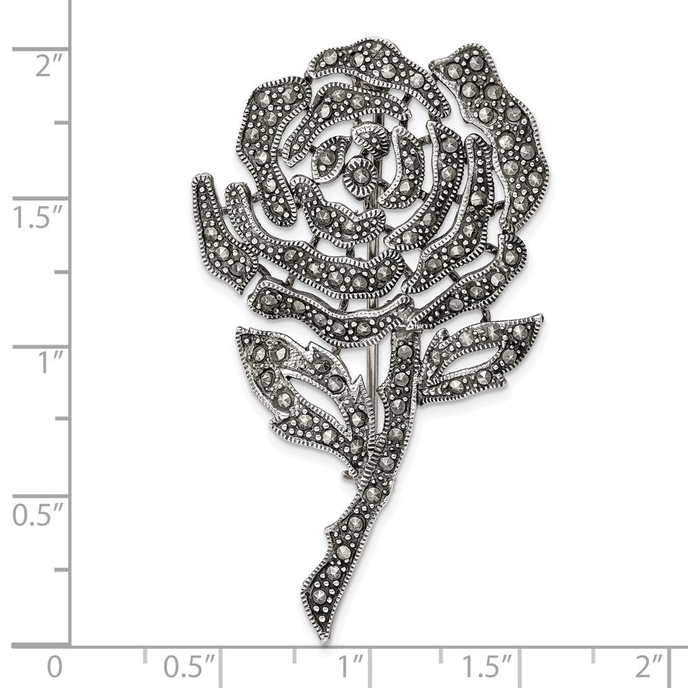 Sterlingsilber Antikisiert Markasit Blume Brosche