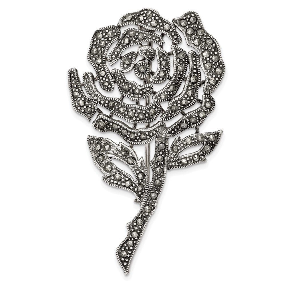Sterlingsilber Antikisiert Markasit Blume Brosche