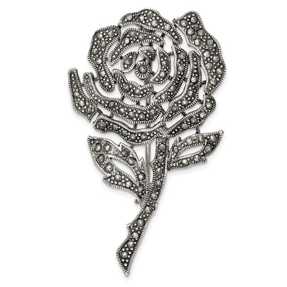 Sterlingsilber Antikisiert Markasit Blume Brosche