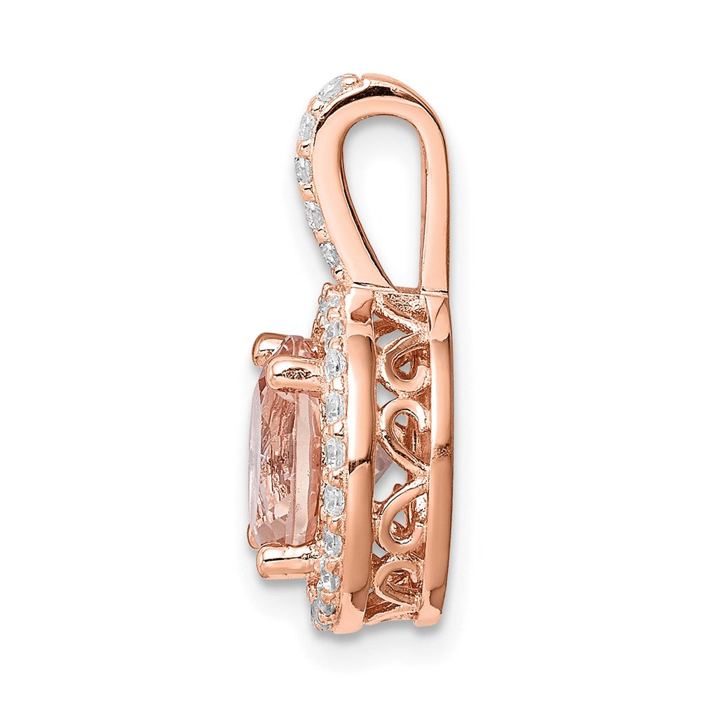 Sterlingsilber Roséfarben / Zirkonia Rund Heiligenschein Anhänger