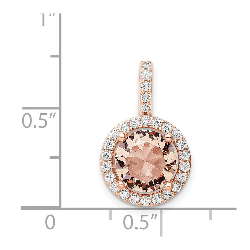 Sterlingsilber Roséfarben / Zirkonia Rund Heiligenschein Anhänger