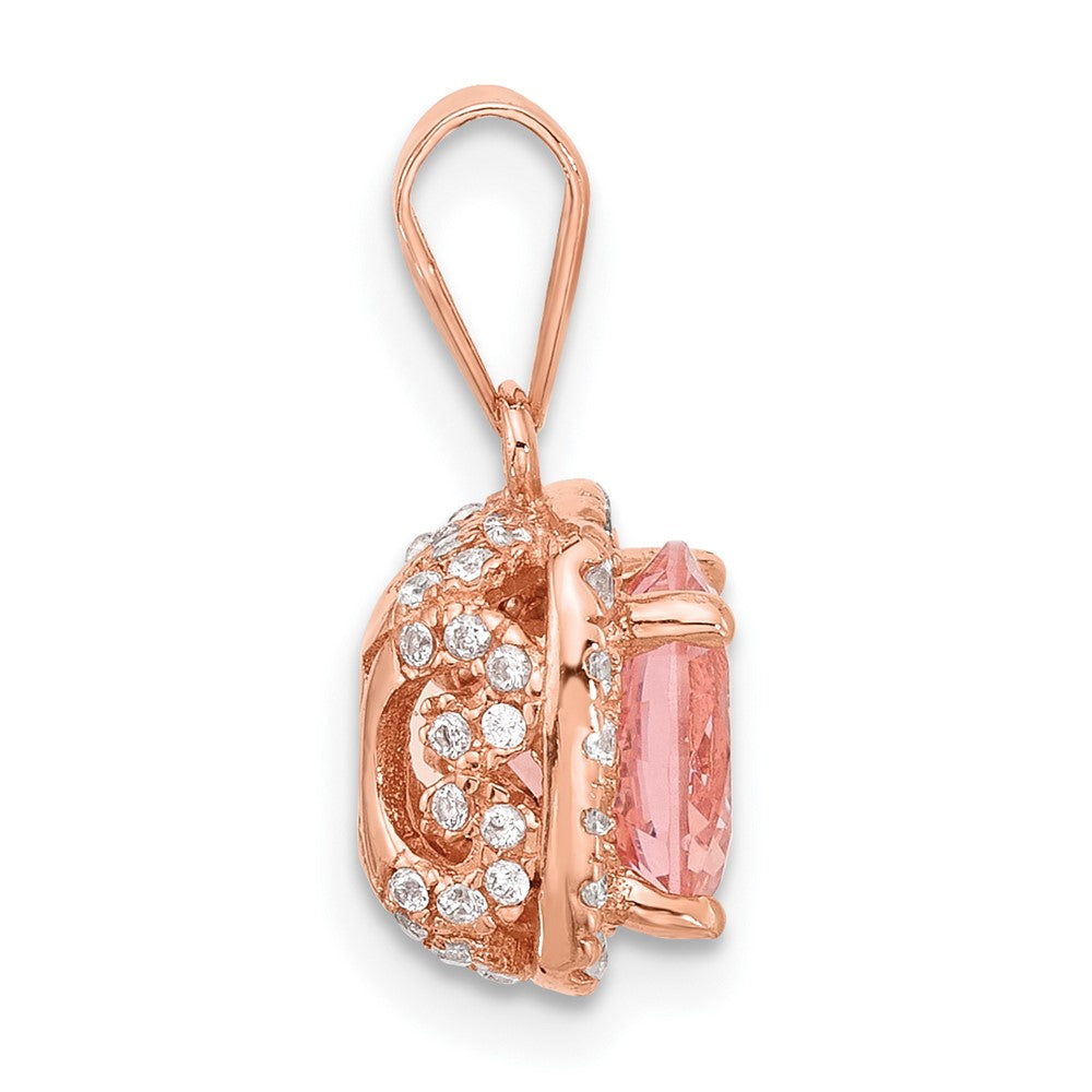 Sterlingsilber Roséfarben Quadratisch Kristall Anhänger