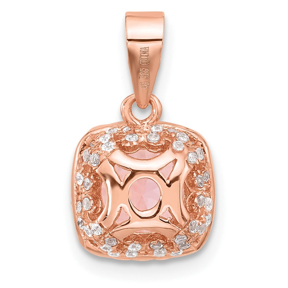 Sterlingsilber Roséfarben Quadratisch Kristall Anhänger