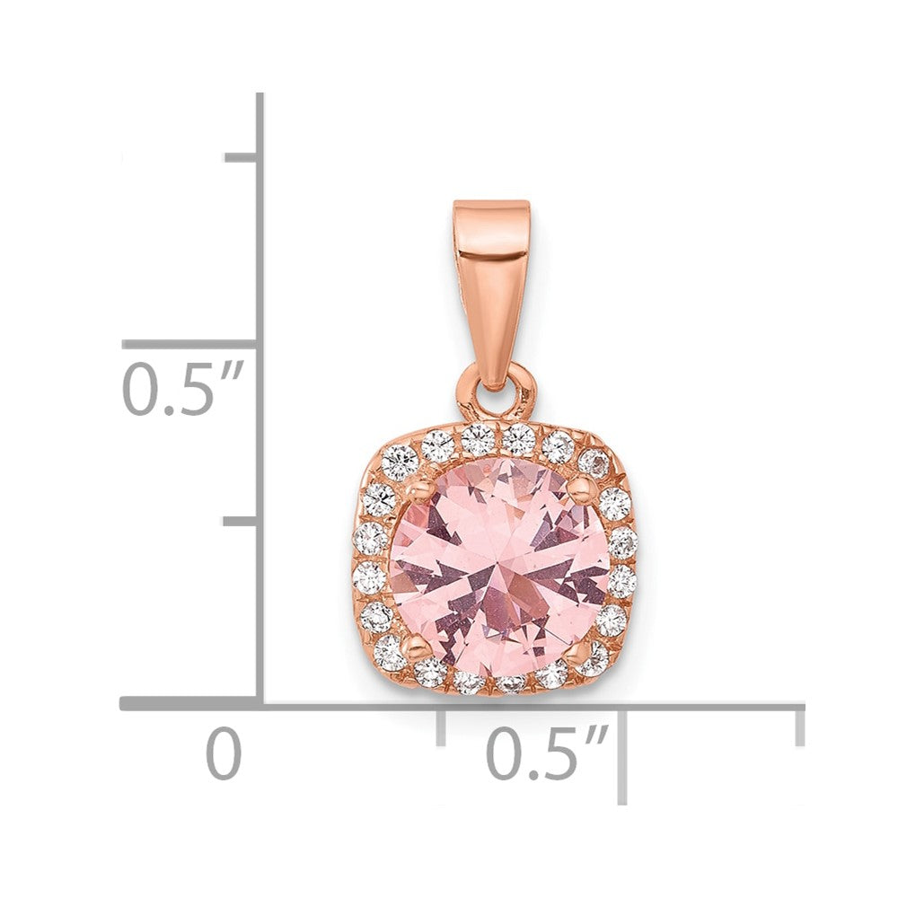 Sterlingsilber Roséfarben Quadratisch Kristall Anhänger