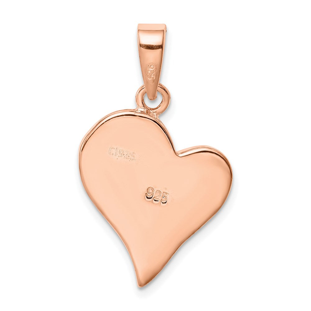 Sterlingsilber Roséfarben Erzeugt Rosa Opal Einlage Herz Anhänger