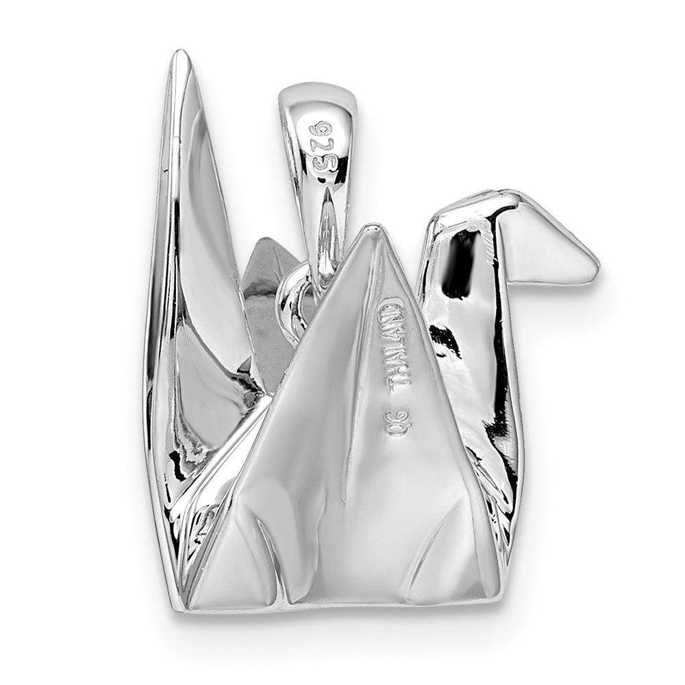 Sterlingsilber Rhodiniert Origami Crane Anhänger