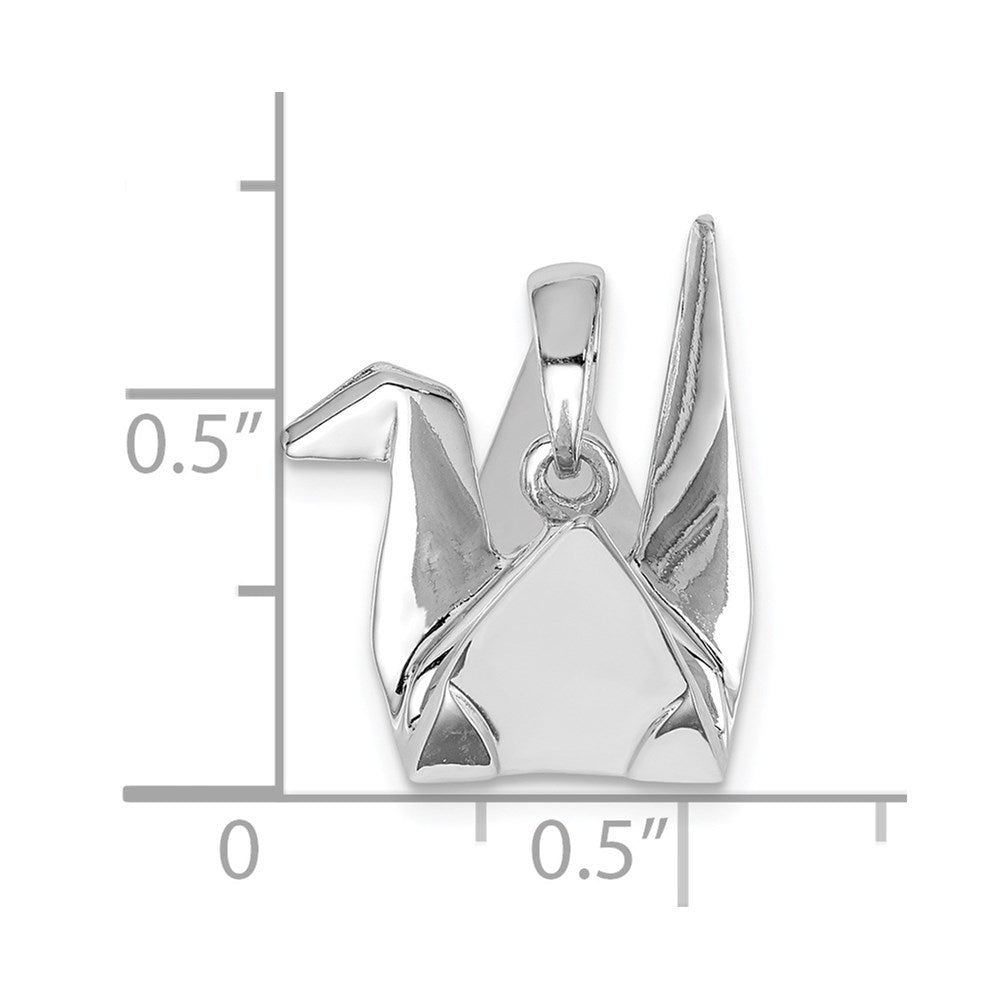 Sterlingsilber Rhodiniert Origami Crane Anhänger