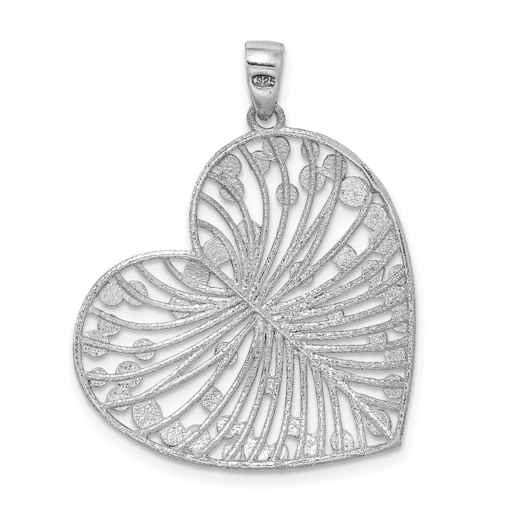 Sterlingsilber Rhodiniert Gebürstet/polished Diamantiert Herz Anhänger