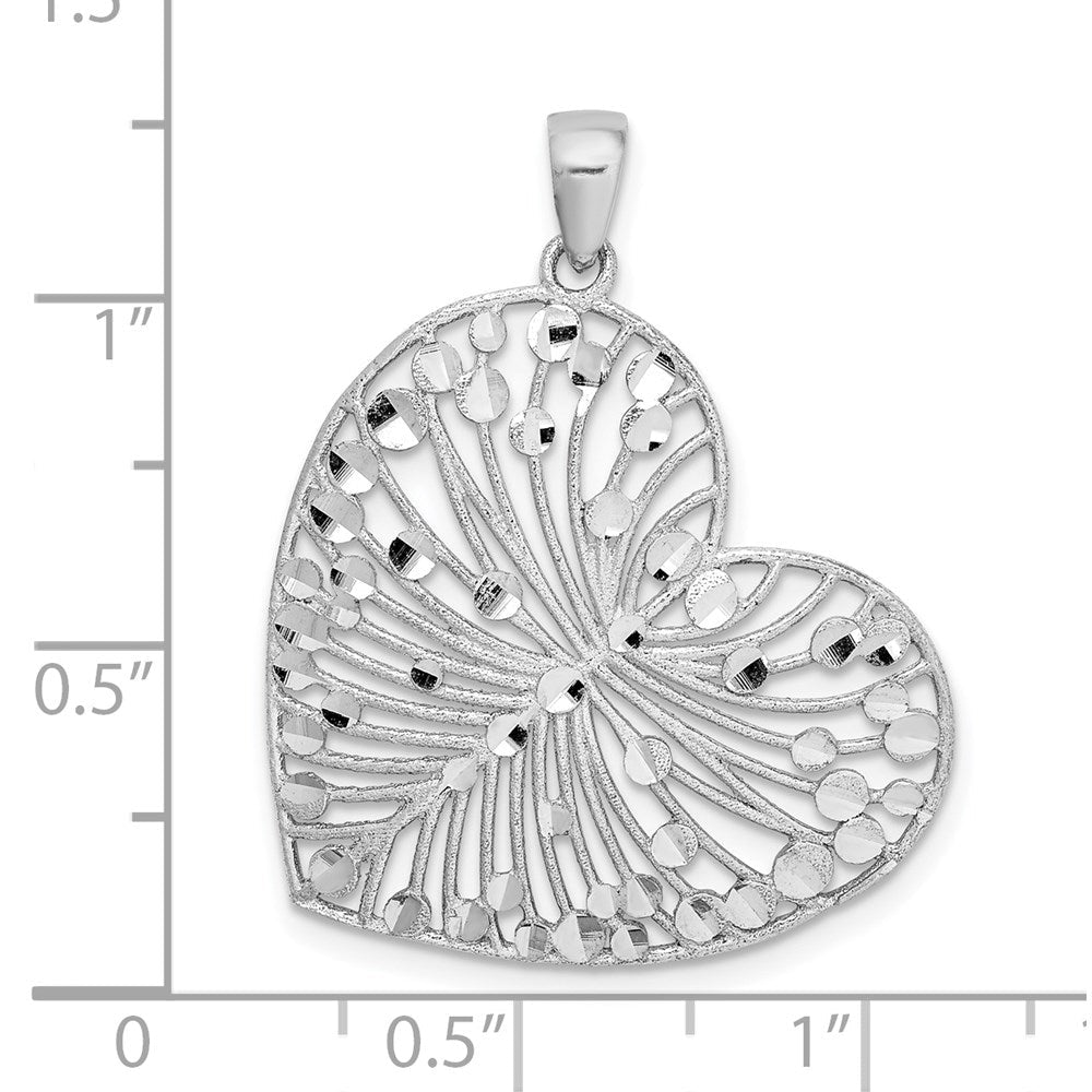 Sterlingsilber Rhodiniert Gebürstet/polished Diamantiert Herz Anhänger