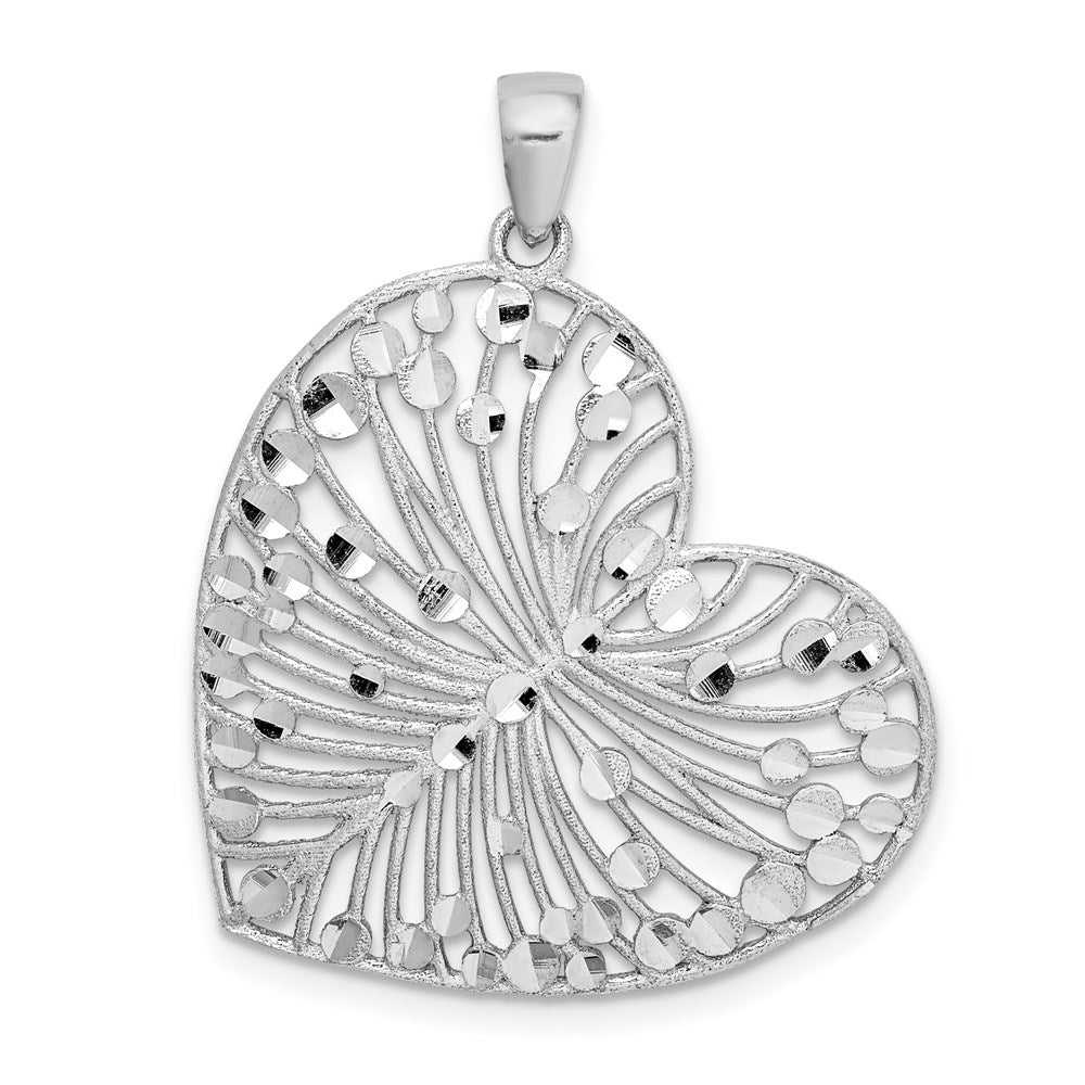 Sterlingsilber Rhodiniert Gebürstet/polished Diamantiert Herz Anhänger