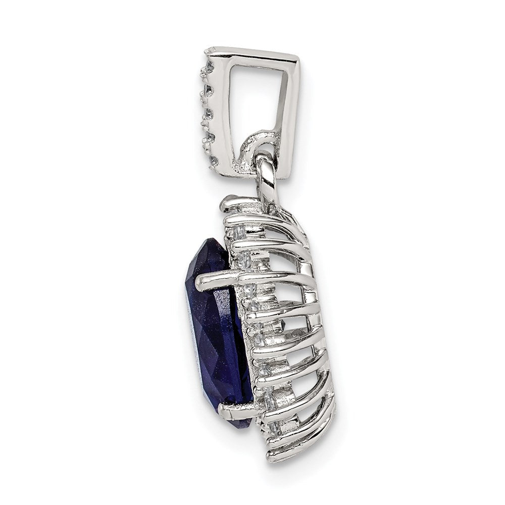 Sterlingsilber Rhodiniert Blau und Klar Zirkonia Anhänger
