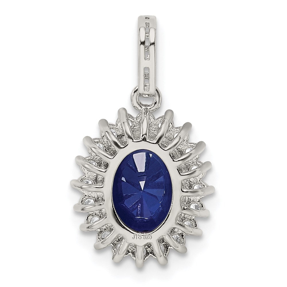 Sterlingsilber Rhodiniert Blau und Klar Zirkonia Anhänger