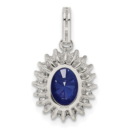 Sterlingsilber Rhodiniert Blau und Klar Zirkonia Anhänger