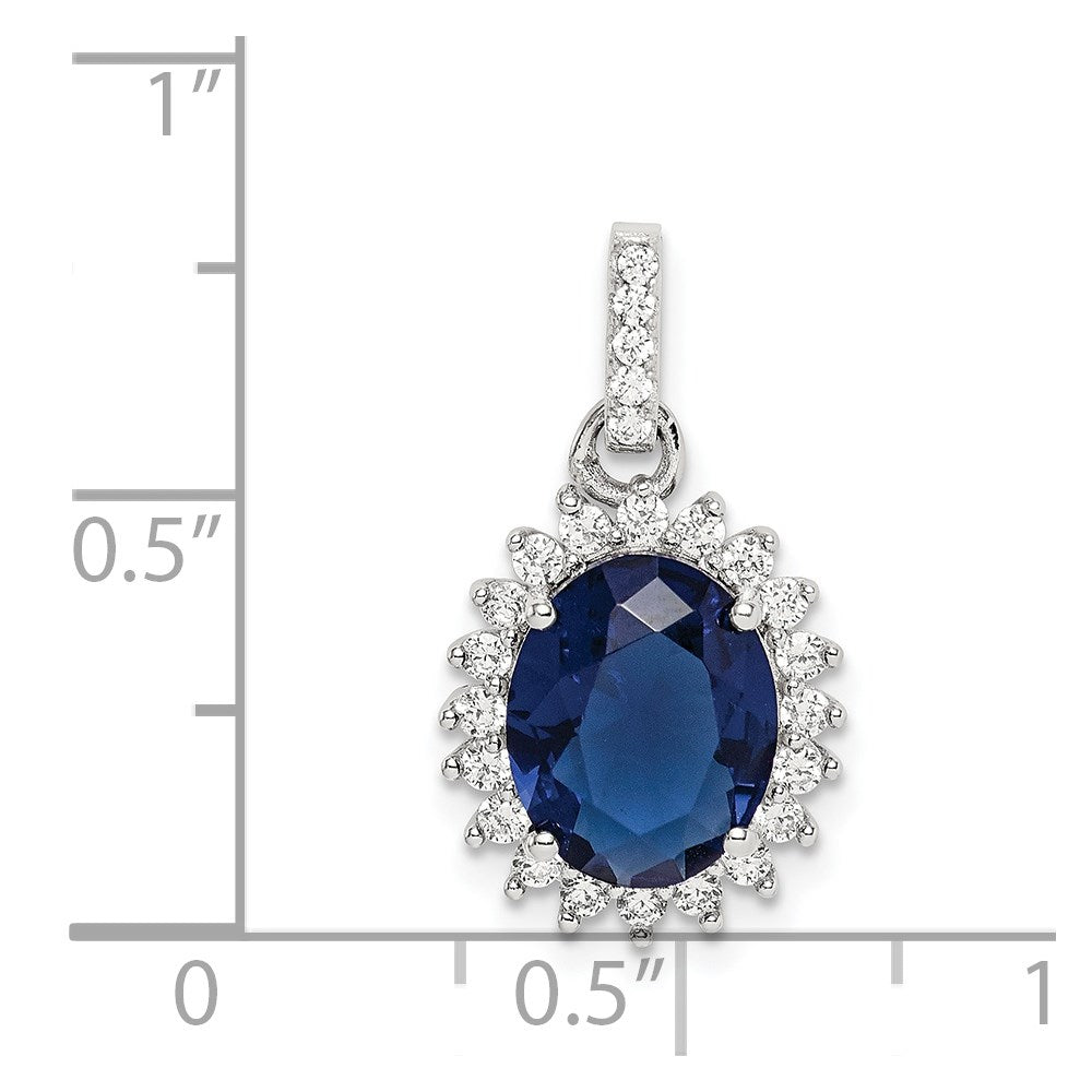 Sterlingsilber Rhodiniert Blau und Klar Zirkonia Anhänger