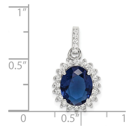 Sterlingsilber Rhodiniert Blau und Klar Zirkonia Anhänger