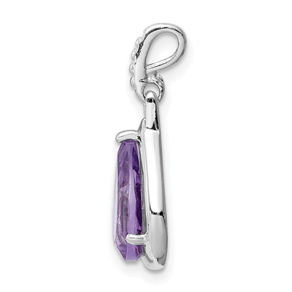 Rhodinierter Anhänger aus Sterlingsilber mit Amethyst-Tropfen